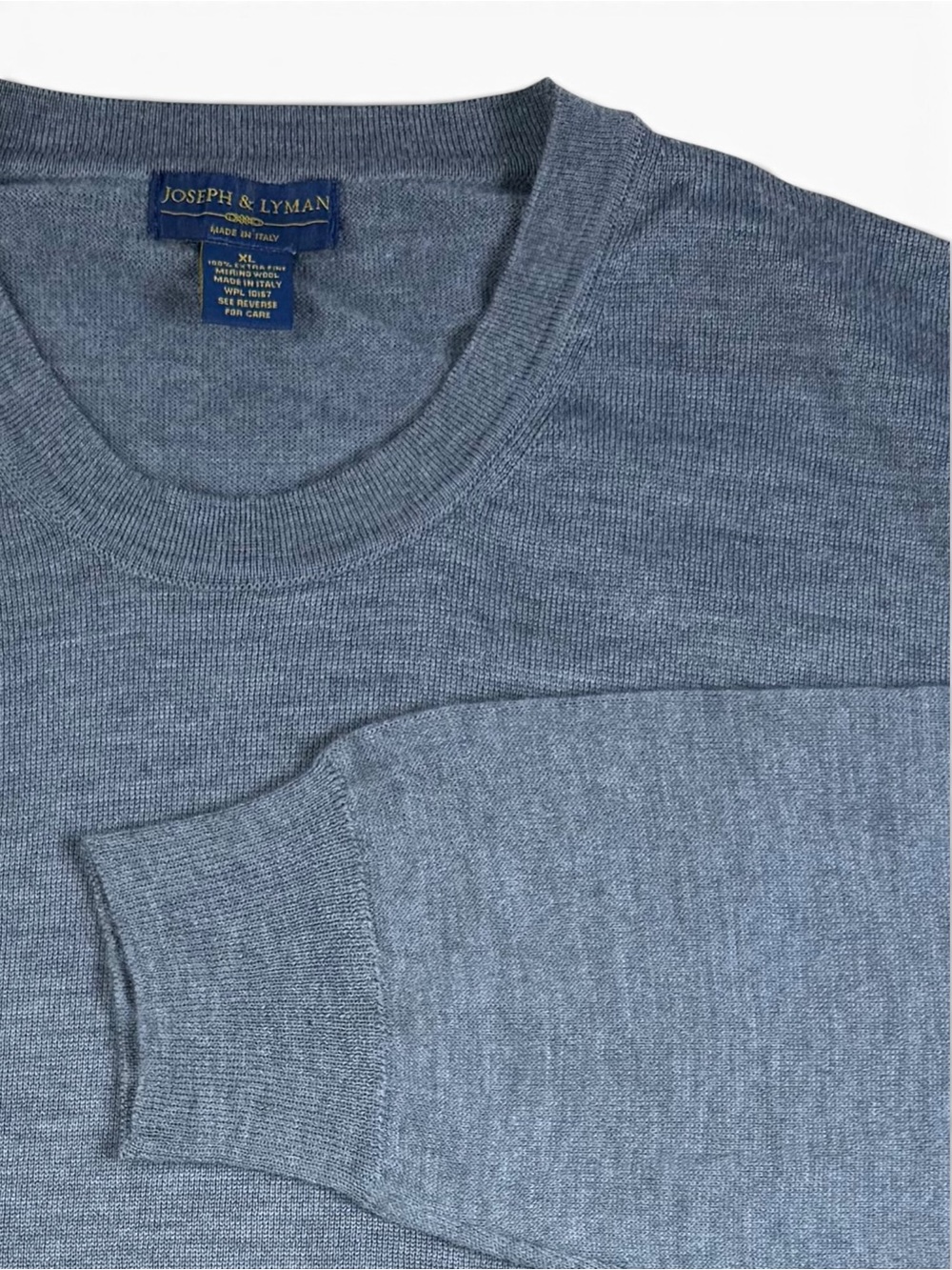 Joseph & Lyman Italian Merino Wool Slate Blue Crewneck Sweater XL